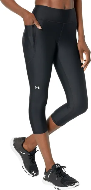 Under Armour Women's HeatGear Mid No-Slip Waistband Pocketed Capri
