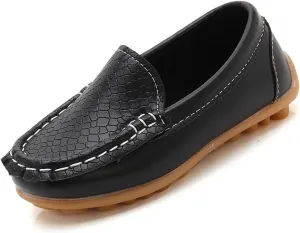 Unisex Kids Comfort Loafers Baby Boys Girls Leather Slip-On Boat Shoes Soft Rubber Sole Outdoor First 𝐖alkers Flat