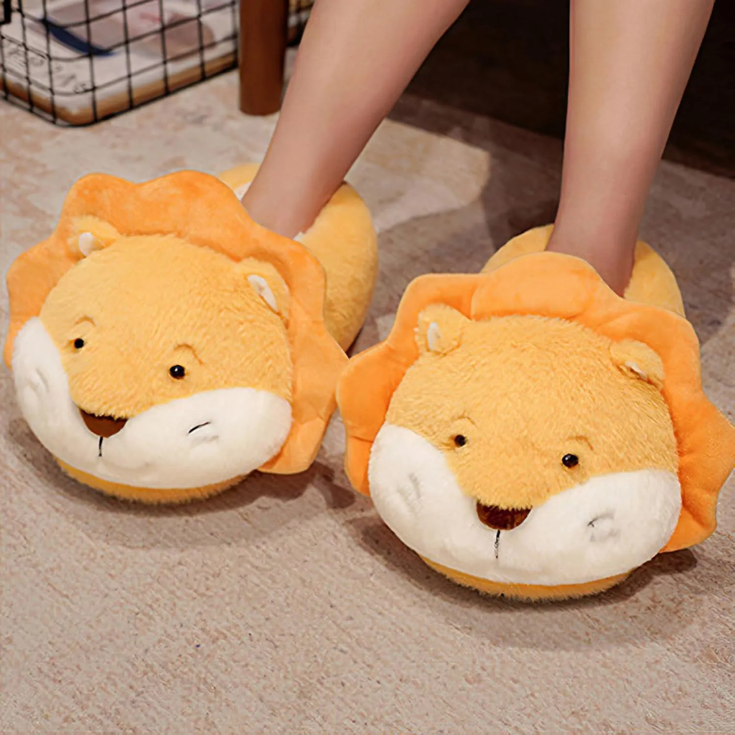 Unisex Novelty Cute Animal Feet Slippers Indoor House Plush Slippers Funny Christmas Halloween Gifts - One Size Fits Most