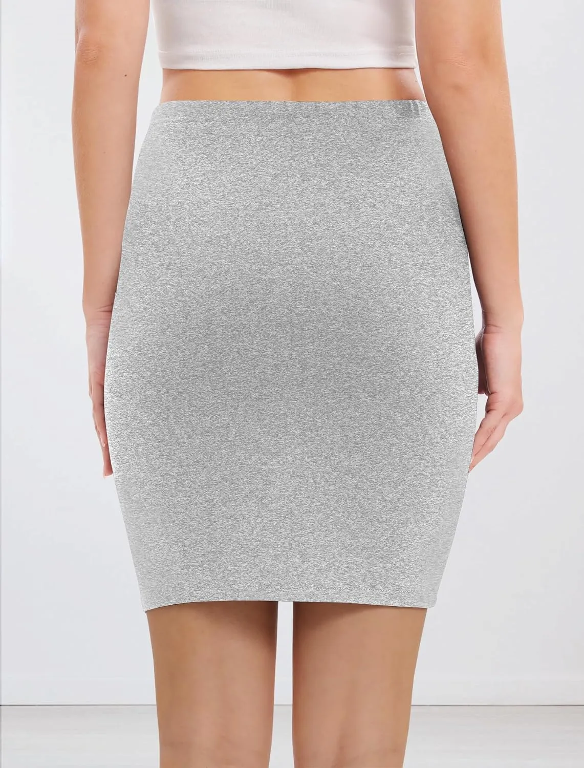 Urban CoCo Women's Basic Mini Pencil Skirt Slit High Waist Bodycon Stretch Short Wrap Skirt