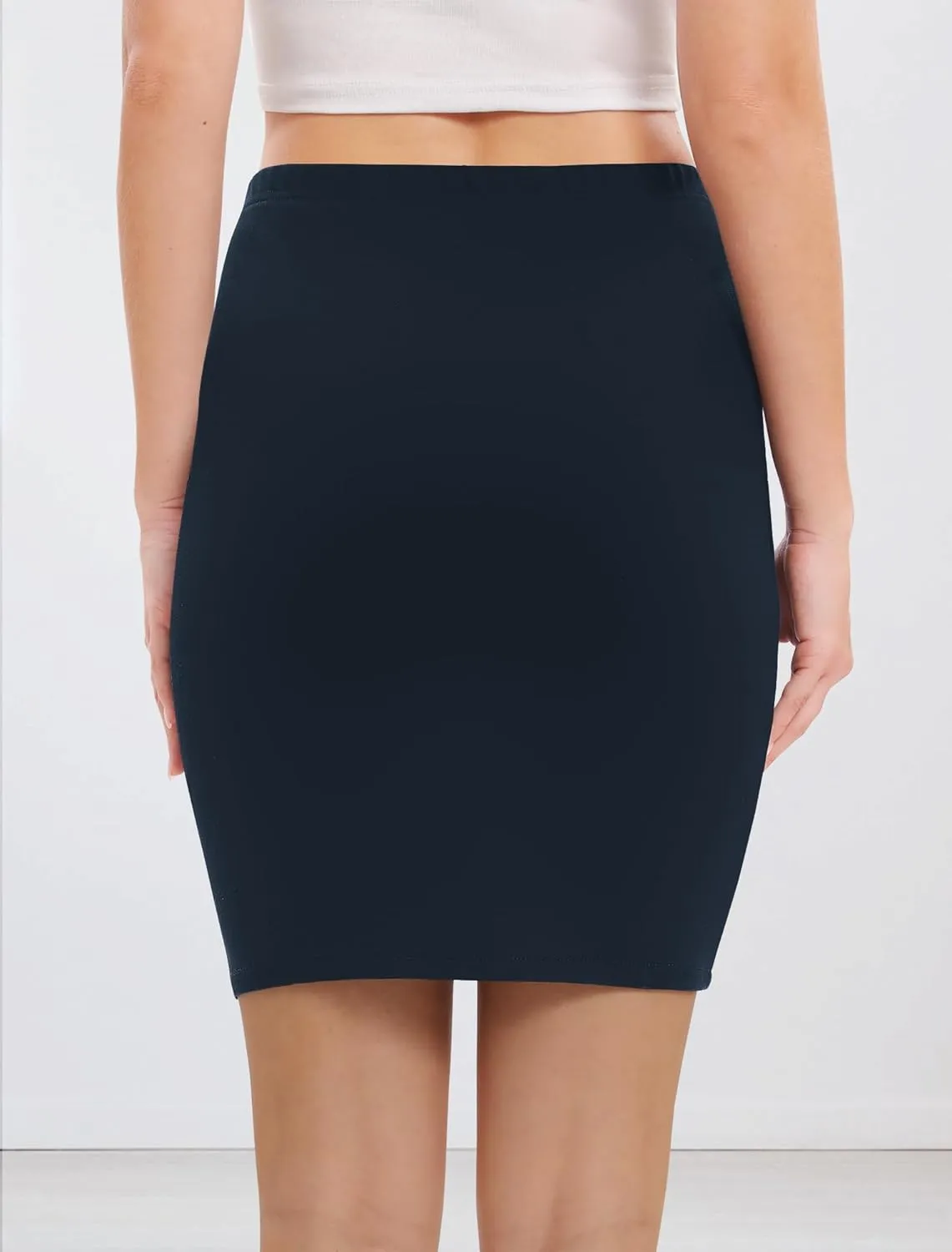 Urban CoCo Women's Basic Mini Pencil Skirt Slit High Waist Bodycon Stretch Short Wrap Skirt