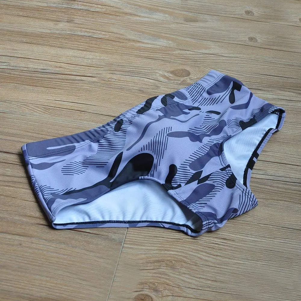 UXH New Men Swimwear Boxer Beach Shorts suilt Men's Boxer Surfing Swim Pants Stretch Swimming Trunks