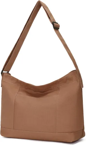 VASCHY Canvas Messenger Bag, Lightweight Casual Crossbody Slouchy Shoulder Hobo Side Bag Purse for Men and Women
