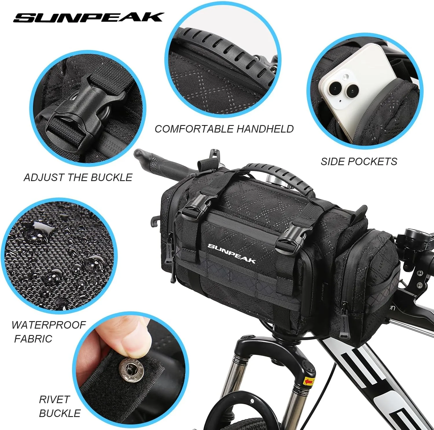 Versatile 4-in-1 Bicycle Handlebar Bag: Flexible, Secure, Stylish, Water-Repellent