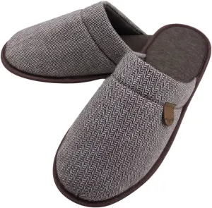 WALKFUN Comfortable House Slippers for Men Full Toe Comfortable Indoor Slip on Warm Slides Sandals with Memory Foam for Bedroom,Indoor Home