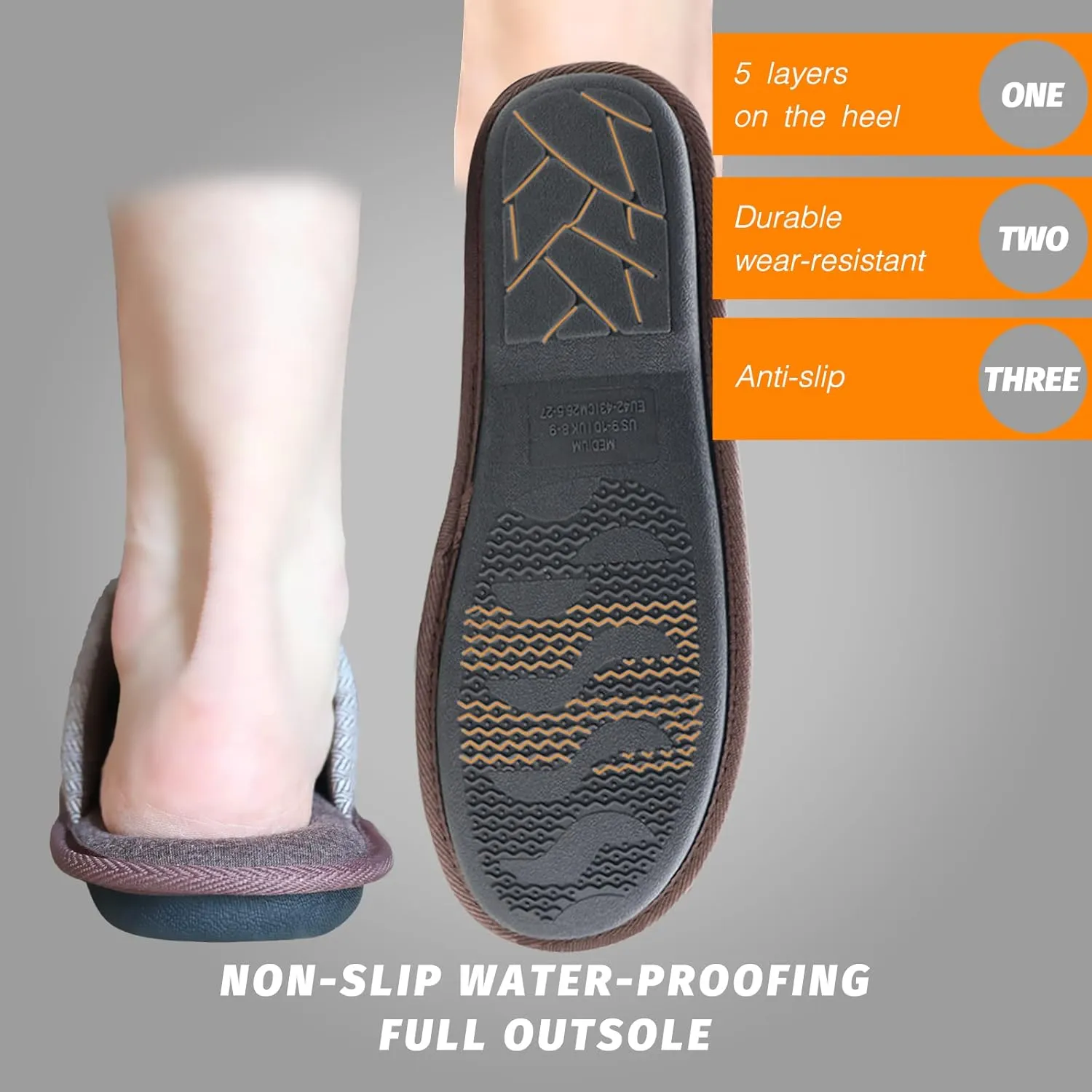 WALKFUN Comfortable House Slippers for Men Full Toe Comfortable Indoor Slip on Warm Slides Sandals with Memory Foam for Bedroom,Indoor Home