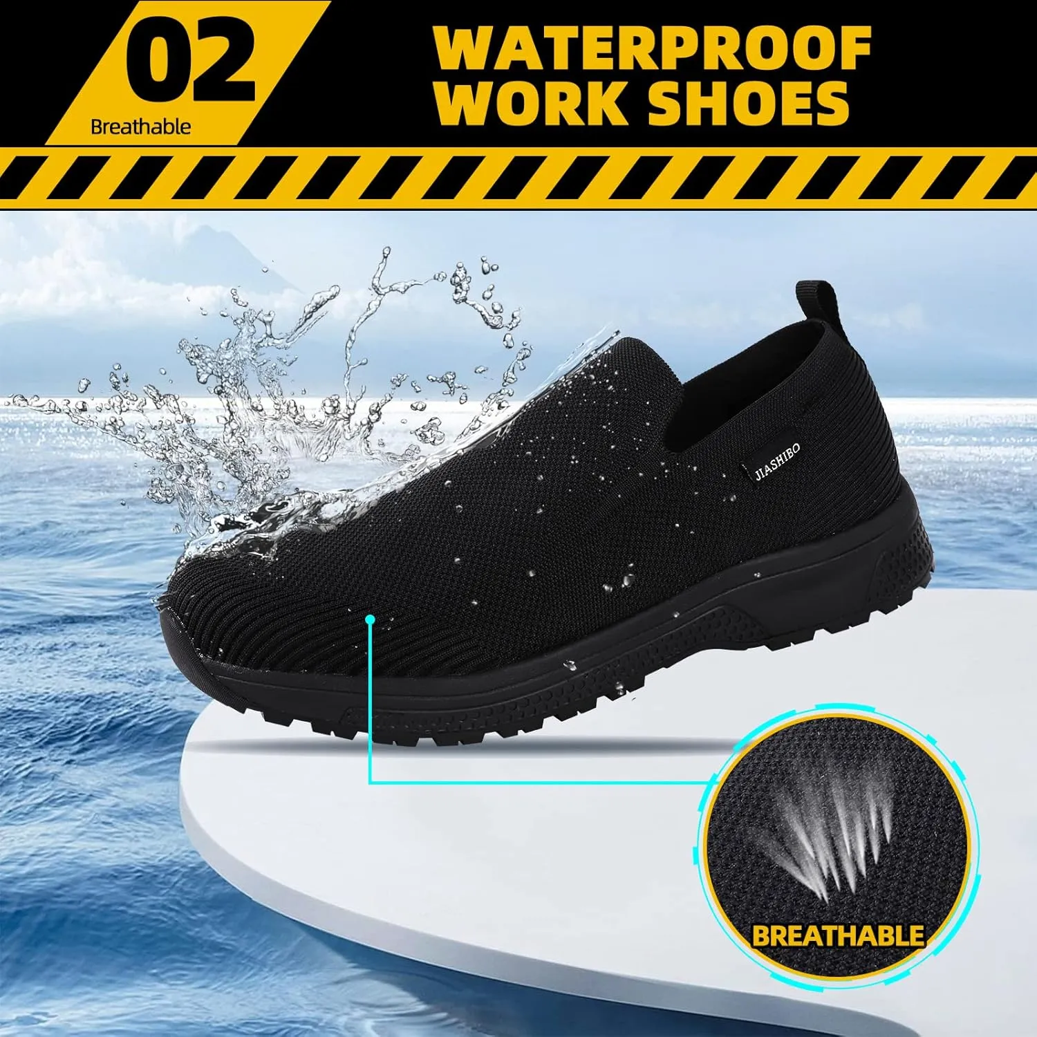 Waterproof Shoes for Men Slip on Non Slip Work Shoes Mens Chef Kitchen Restaurant Shoe Slip Resistant Food Service Rain Shoes Walking Sneakers Lightweight Breathable