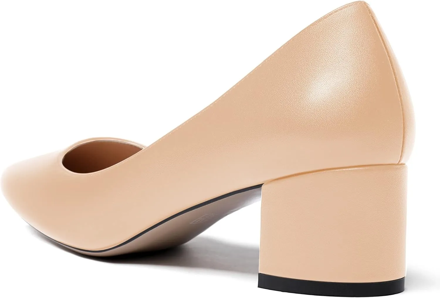WAYDERNS Women's Matte Slip On Pointed Toe Chunky Low Block Heel Pumps Shoes 2 Inch