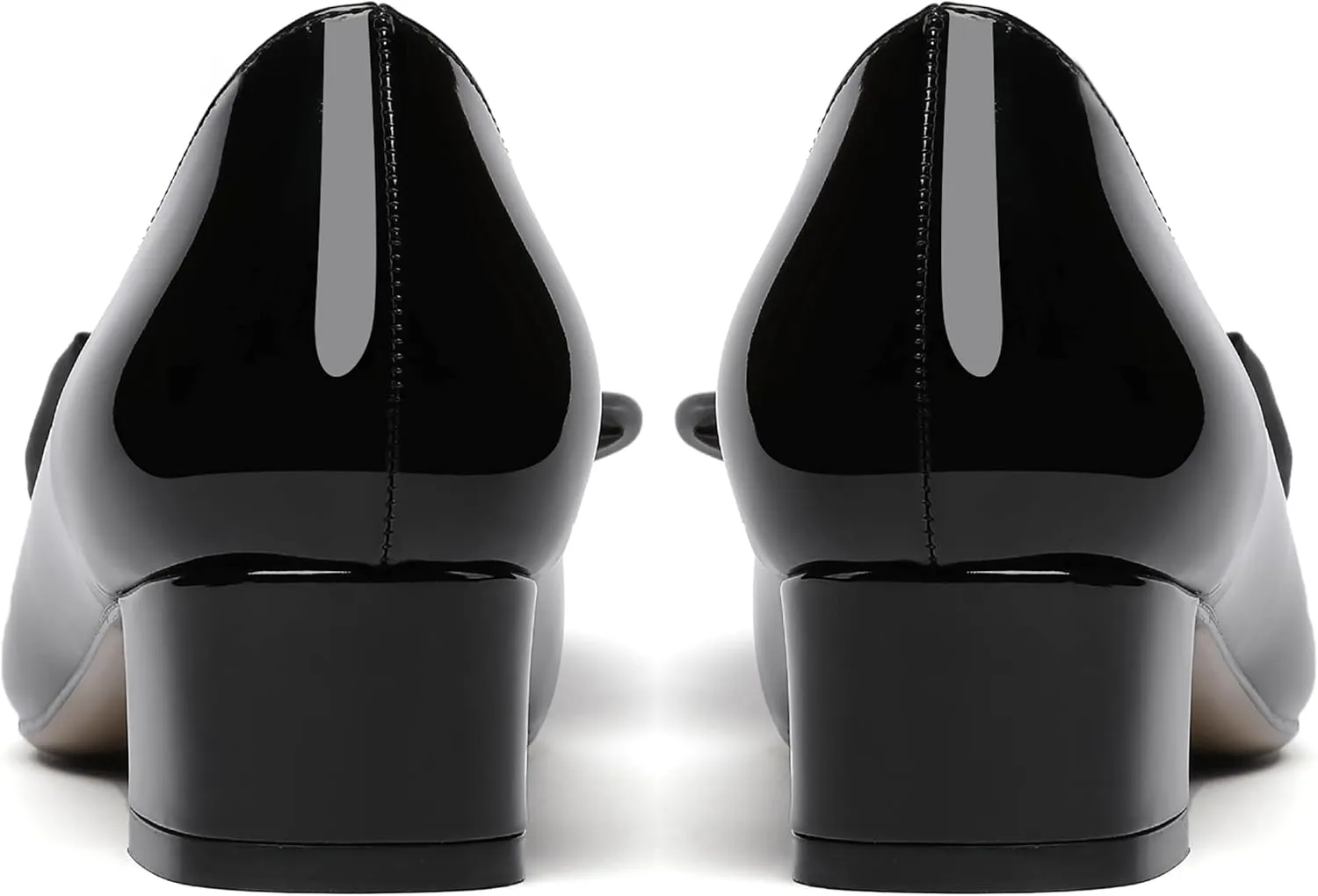 WAYDERNS Women's Pointed Toe Slip On Block Patent Bow Chunky Low Heel Pumps Shoes 1.5 Inch