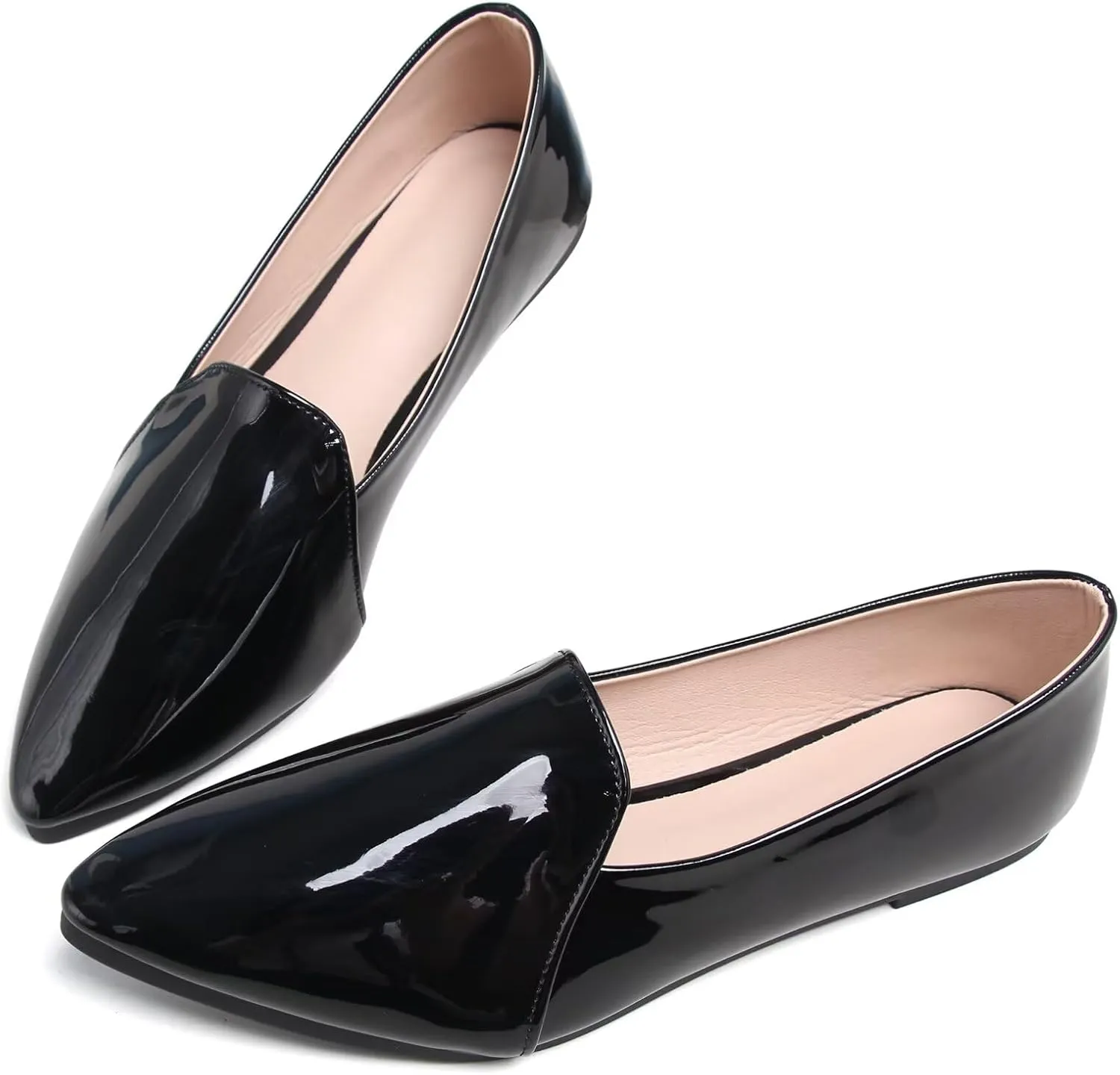 WENJIAZHIZHI Ballet Flats for Women Comfortable Women's Flats Memory Foam Slip on Pointed Toe Flats Shoes Women Solid