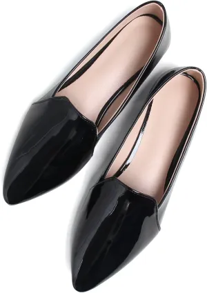 WENJIAZHIZHI Ballet Flats for Women Comfortable Women's Flats Memory Foam Slip on Pointed Toe Flats Shoes Women Solid