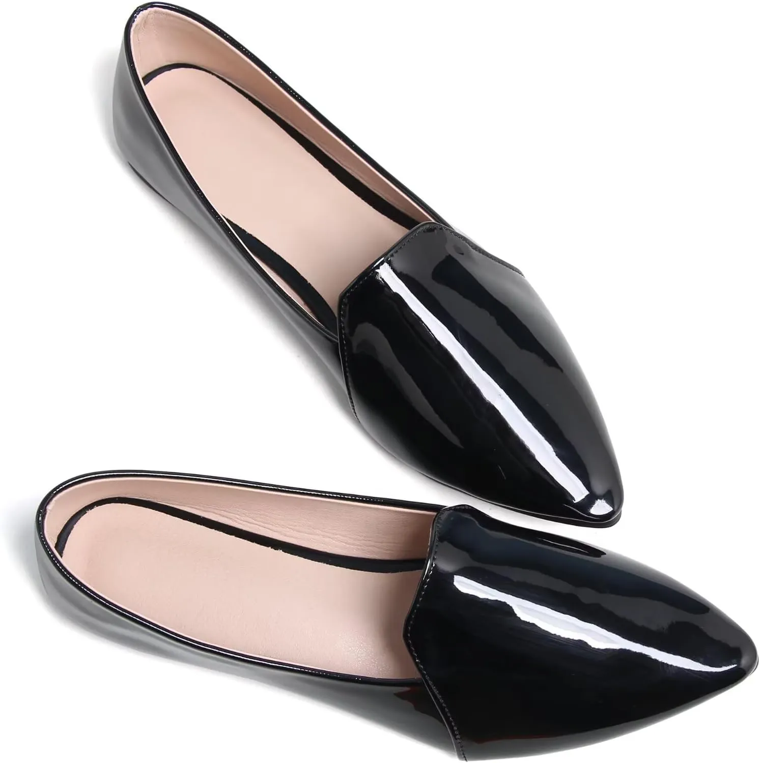 WENJIAZHIZHI Ballet Flats for Women Comfortable Women's Flats Memory Foam Slip on Pointed Toe Flats Shoes Women Solid