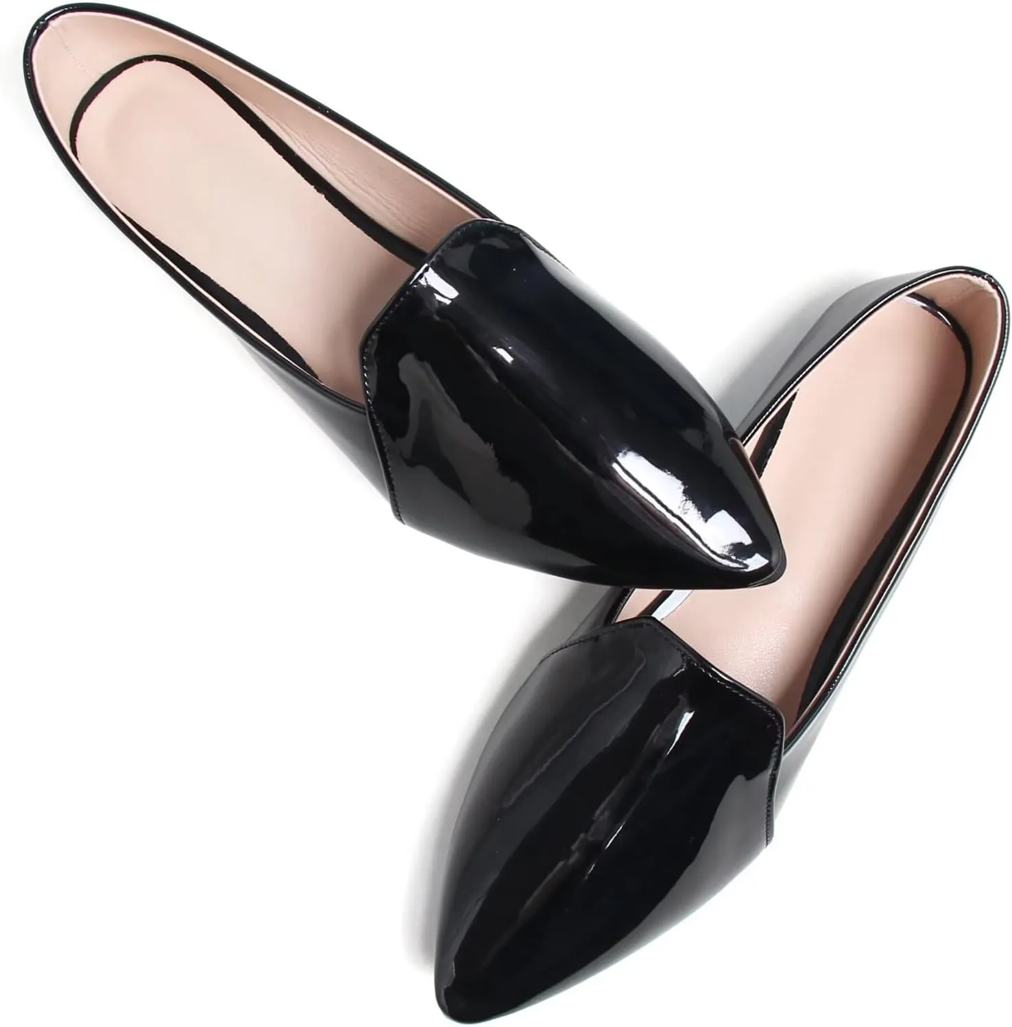 WENJIAZHIZHI Ballet Flats for Women Comfortable Women's Flats Memory Foam Slip on Pointed Toe Flats Shoes Women Solid