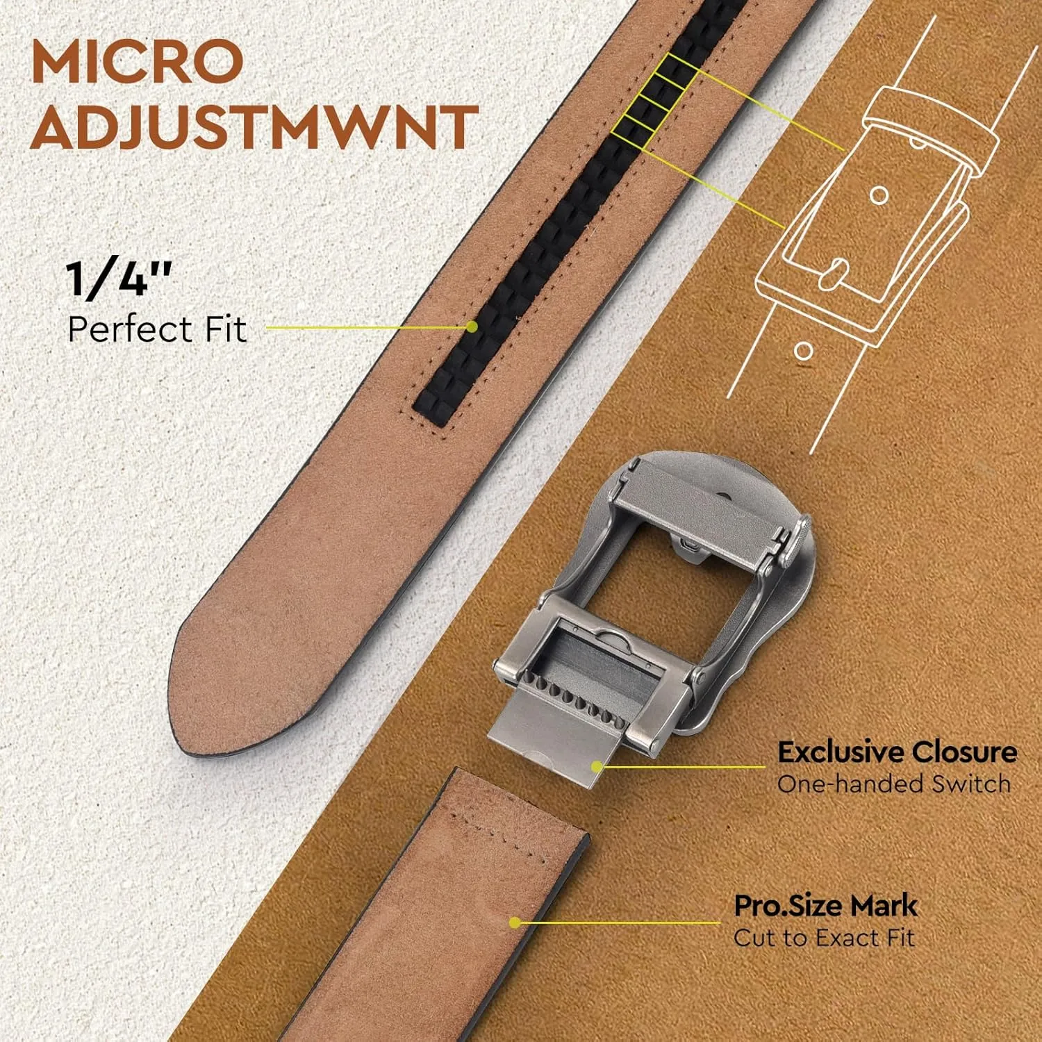 Western Leather Ratchet Belt for Men and Women Classic Design for Casual Wear and Jeans