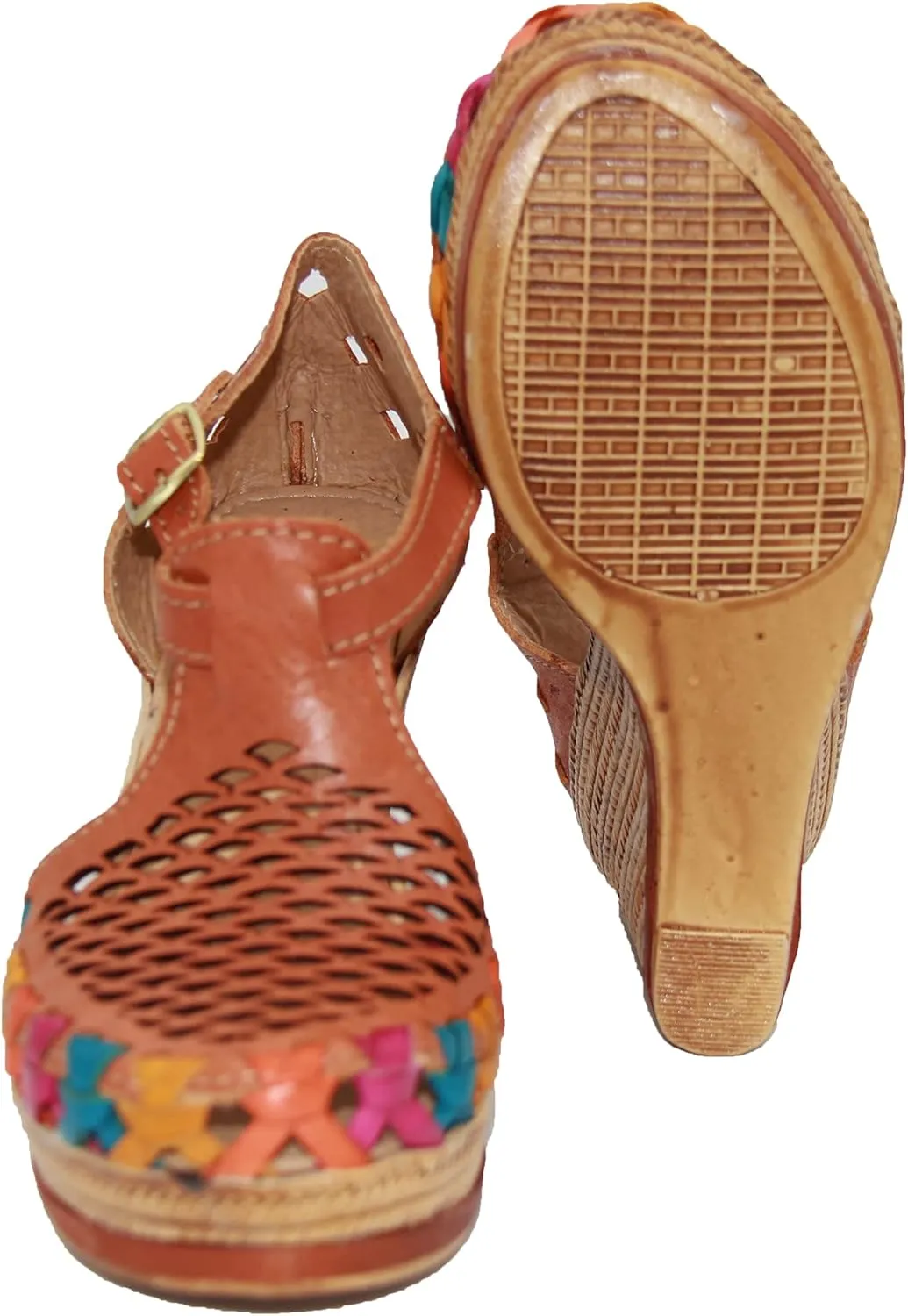 Western Shops Womens Leather Mexican Huarache Sandal, Womens Huarache Leather Wedge Sandal