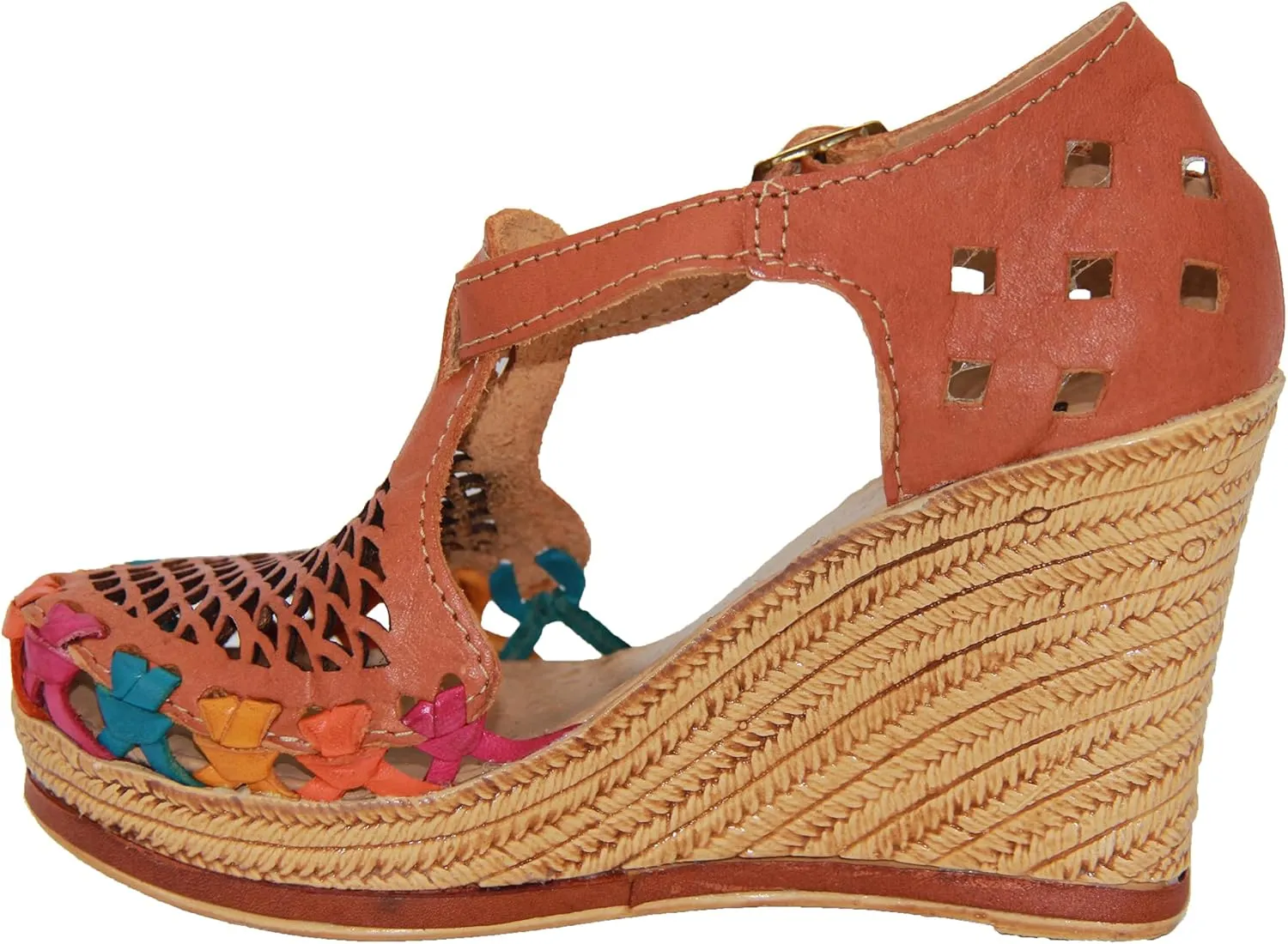 Western Shops Womens Leather Mexican Huarache Sandal, Womens Huarache Leather Wedge Sandal