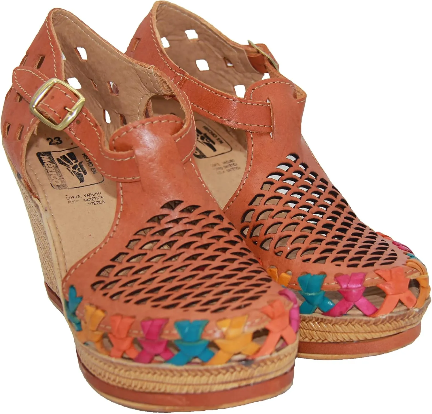 Western Shops Womens Leather Mexican Huarache Sandal, Womens Huarache Leather Wedge Sandal