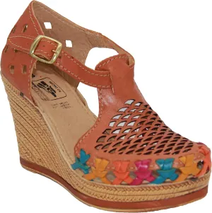 Western Shops Womens Leather Mexican Huarache Sandal, Womens Huarache Leather Wedge Sandal