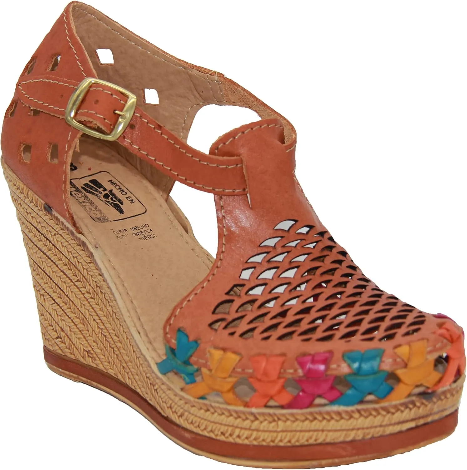 Western Shops Womens Leather Mexican Huarache Sandal, Womens Huarache Leather Wedge Sandal