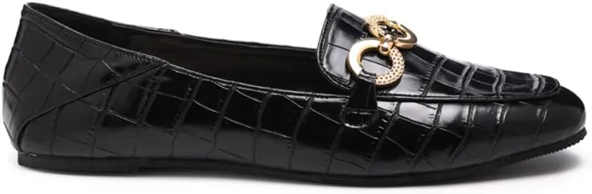Wibele Croc Textured Metal Show Detail Loafers