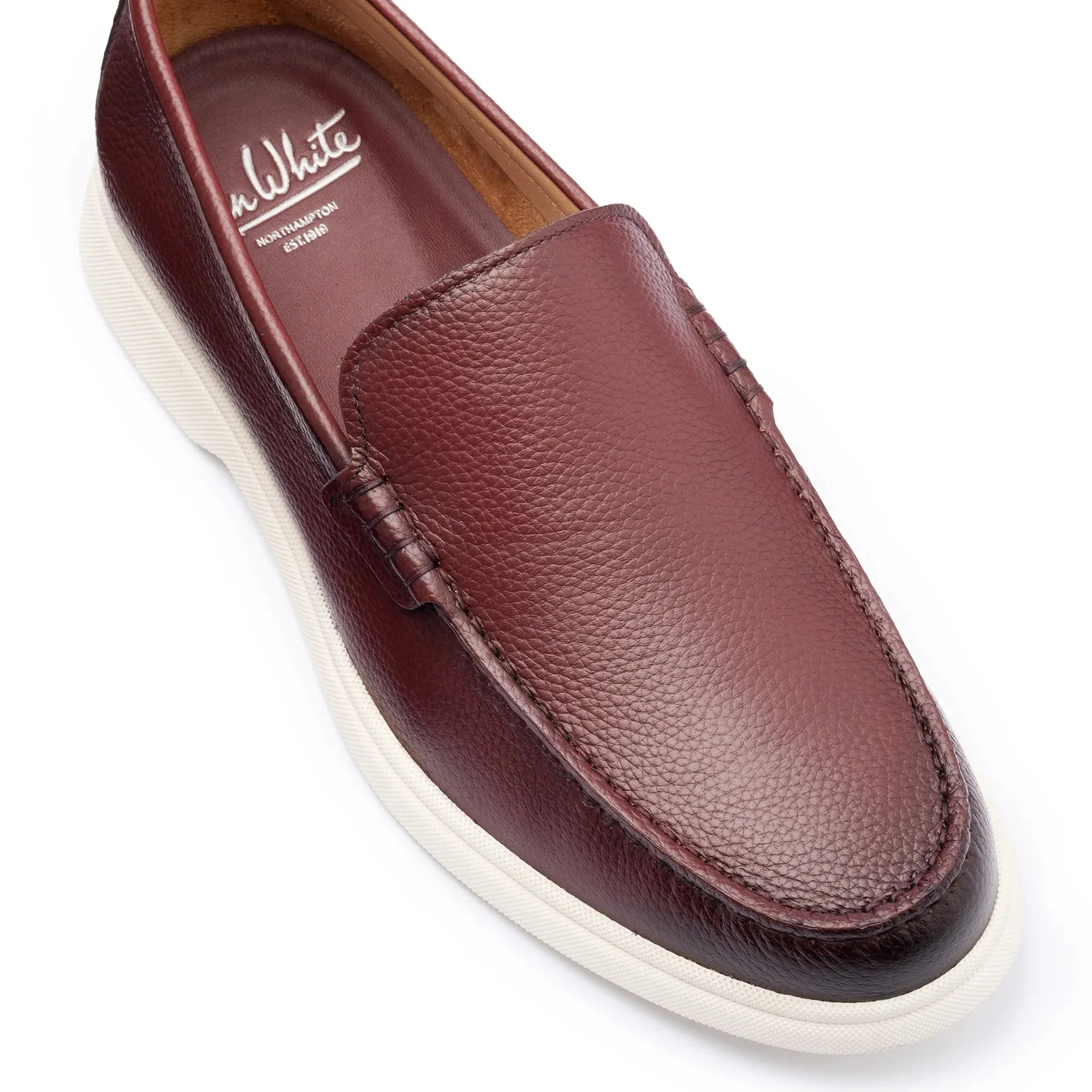 Wine Grain Leather Loafers