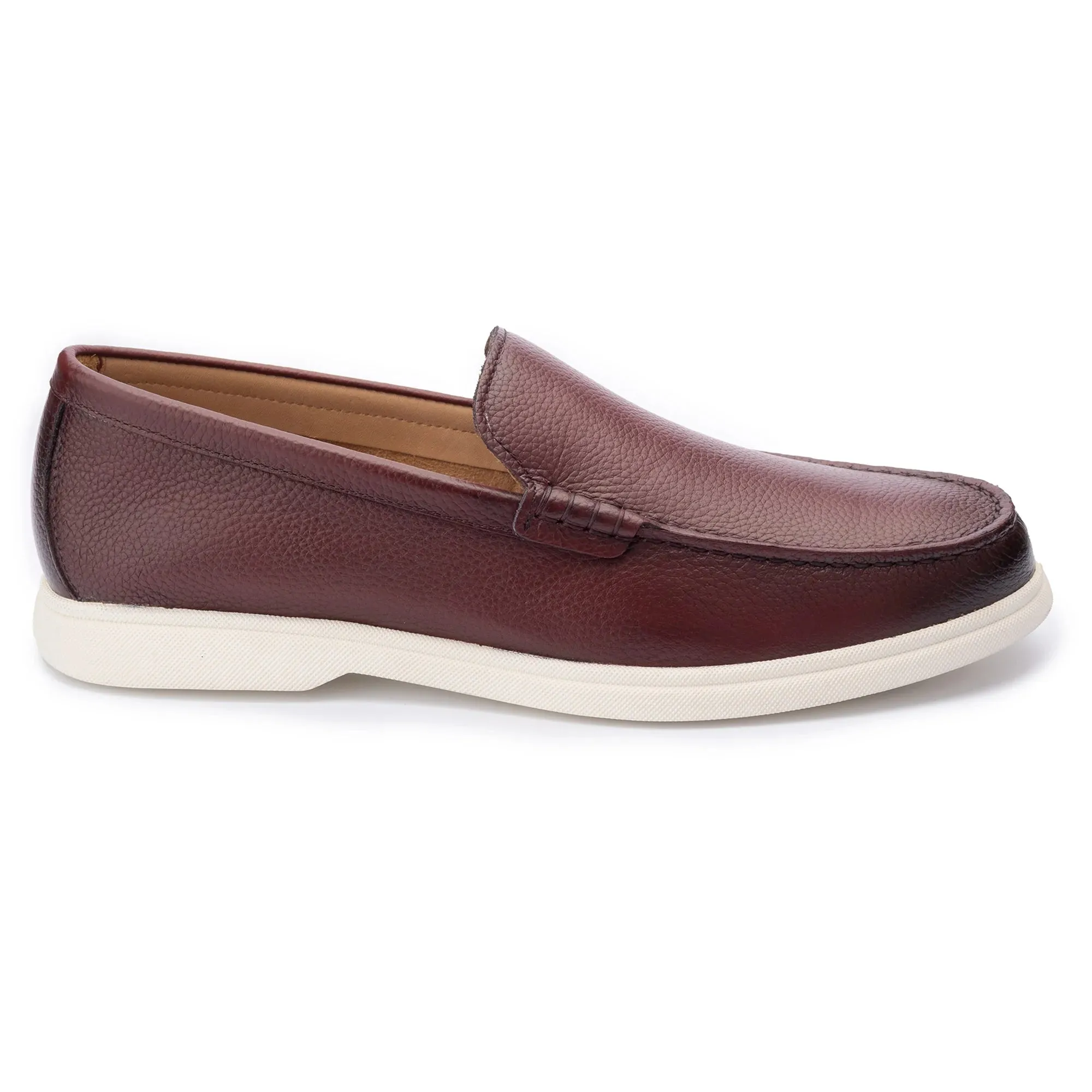 Wine Grain Leather Loafers