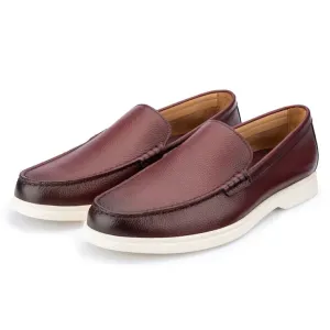 Wine Grain Leather Loafers