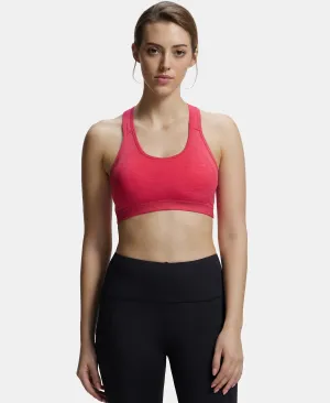 Wirefree Padded Super Combed Cotton Elastane Stretch Full Coverage Racerback Styling Active Bra with StayFresh and Moisture Move Treatment - Ruby Assorted Printed
