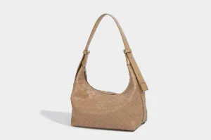 Women Dumpling Hobo Bag Woven Shopping Purse Soft Weaving Pattern Leather Shoulder Bag for Women Daily Ladies Crossbody Bag