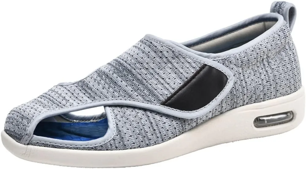 Women Men Extra Wide Edema Sandal Elder Adjustable Swollen Feet Diabetic Slippers Breathable Mesh Anti-Slip Rubber Sole Walking Sneaker