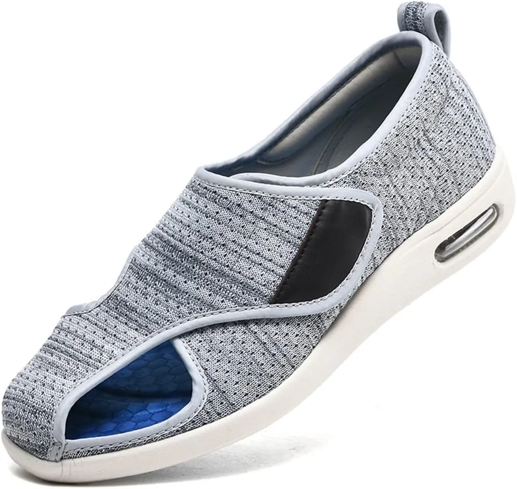 Women Men Extra Wide Edema Sandal Elder Adjustable Swollen Feet Diabetic Slippers Breathable Mesh Anti-Slip Rubber Sole Walking Sneaker