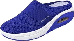 Womens Air Cushion Slip-On Orthopedic Diabetic Walking Shoes with Arch-Support Mesh Orthotic Comfortable Sneakers Slip-On Mule Open Back Breathable Lightweight Slippers