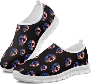 Women's American Flag Sneaker Slip On Low Top Soft Casual Breathable Mesh Outdoor Lightweight Flat Walking Sneaker