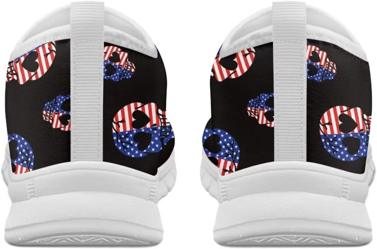 Women's American Flag Sneaker Slip On Low Top Soft Casual Breathable Mesh Outdoor Lightweight Flat Walking Sneaker