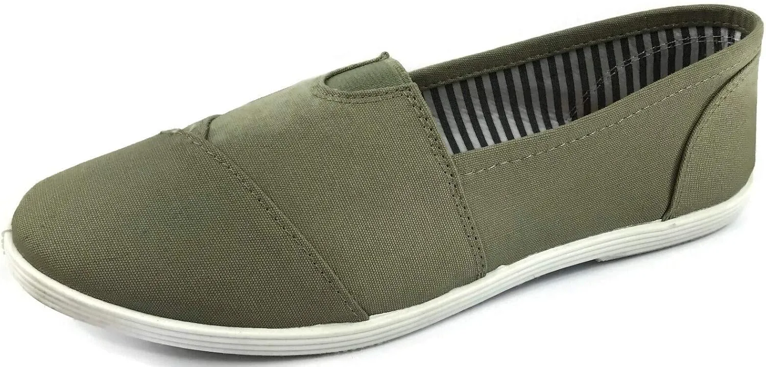 Womens Canvas Slip-On Shoes with Padded Insole