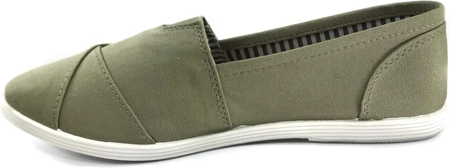 Womens Canvas Slip-On Shoes with Padded Insole