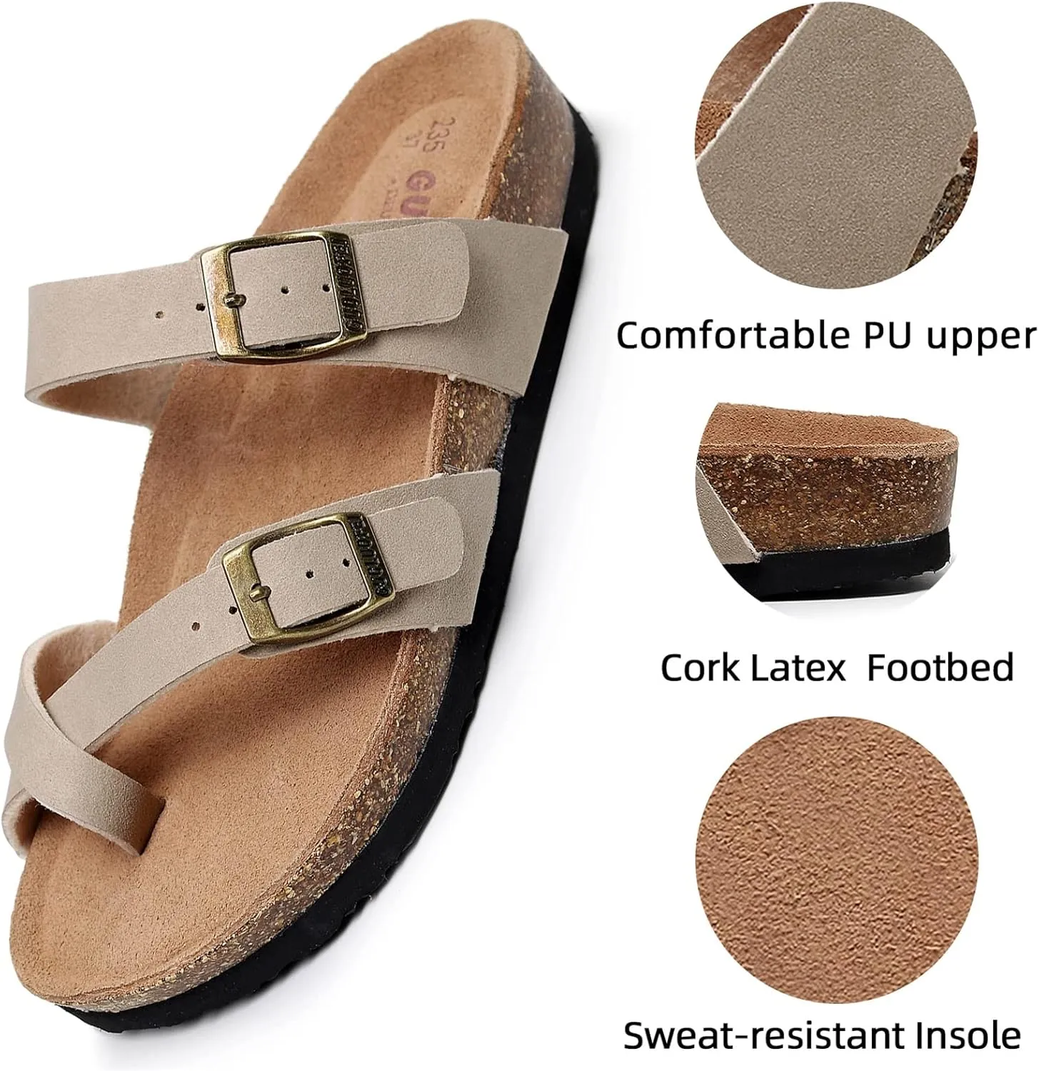 Women's Cork Footbed Slide Sandals With Arch Support,Comfortable Summer Beach Sandals For Women Girls Ladies