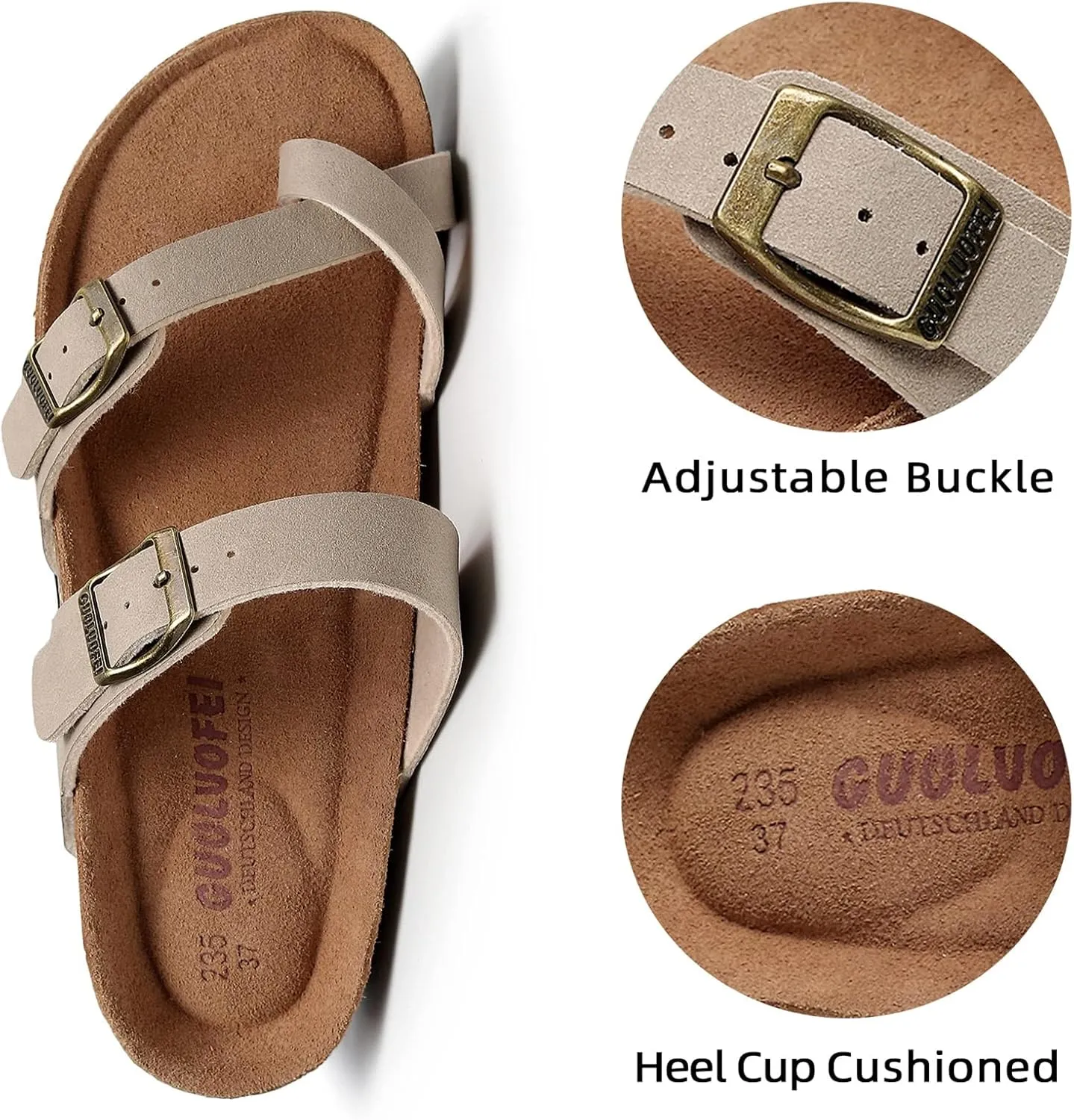 Women's Cork Footbed Slide Sandals With Arch Support,Comfortable Summer Beach Sandals For Women Girls Ladies