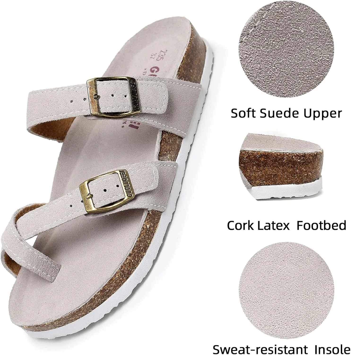 Women's Cork Footbed Slide Sandals With Arch Support,Comfortable Summer Beach Sandals For Women Girls Ladies