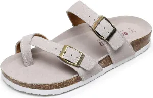Women's Cork Footbed Slide Sandals With Arch Support,Comfortable Summer Beach Sandals For Women Girls Ladies
