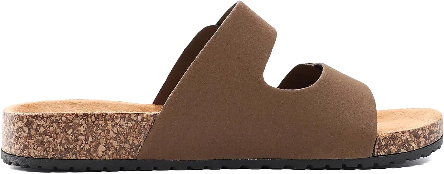 Women's Cork Sandals Comfortable Adjustable Buckle Strap Cork Footbed Arch Support Casual Ease of Wear Outdoor Slide Sandals