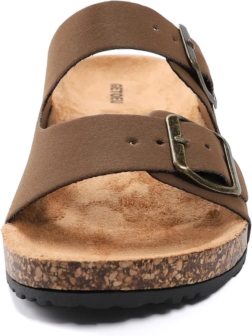 Women's Cork Sandals Comfortable Adjustable Buckle Strap Cork Footbed Arch Support Casual Ease of Wear Outdoor Slide Sandals