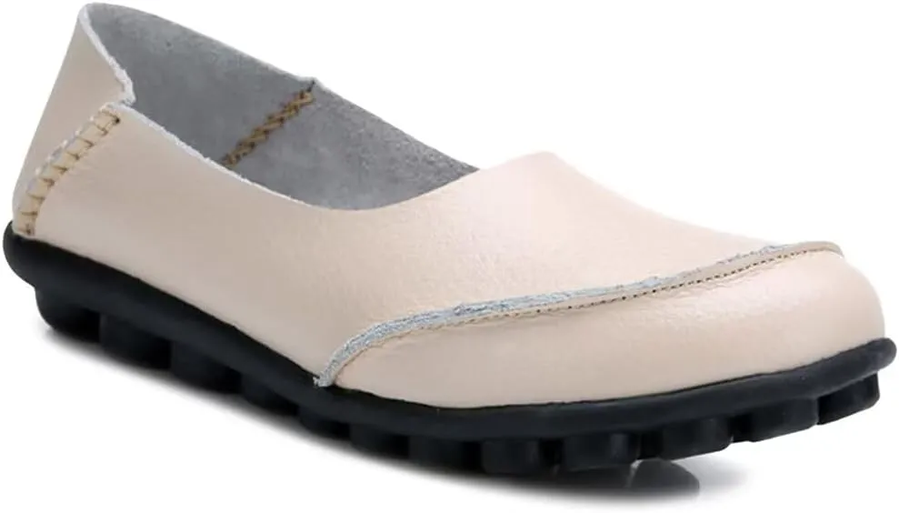 Women's Cowhide Leather Loafers Flats Moccasins Slip-On
