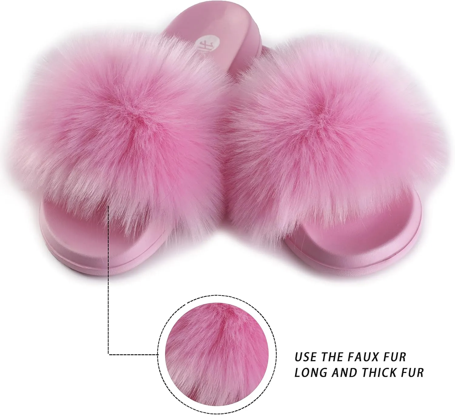 Women's Faux Fur Slides, Open Toe Cute Fur Slippers, Indoor or Outdoor Comfortable Furry Slide Sandals With Fluffy Fur