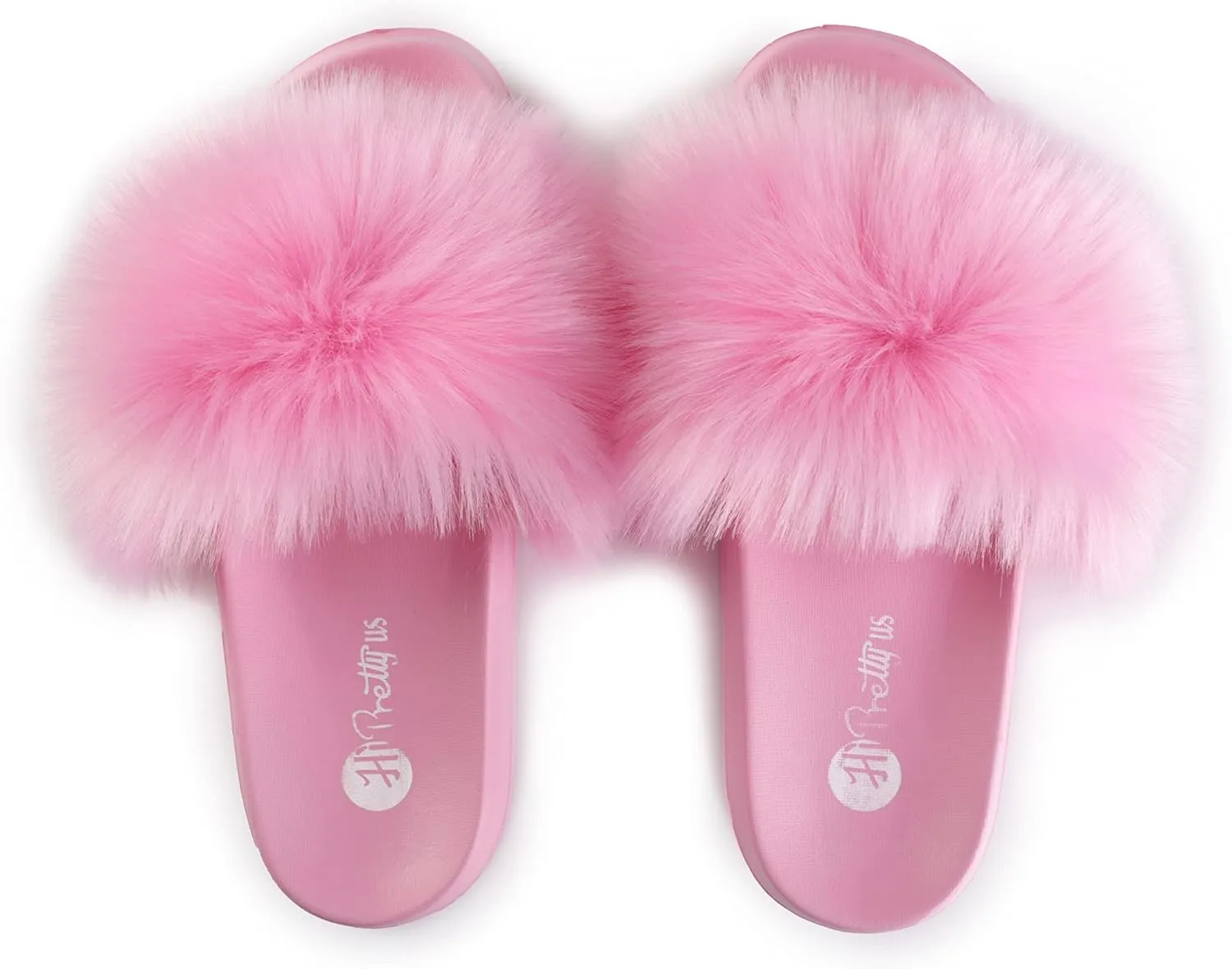 Women's Faux Fur Slides, Open Toe Cute Fur Slippers, Indoor or Outdoor Comfortable Furry Slide Sandals With Fluffy Fur