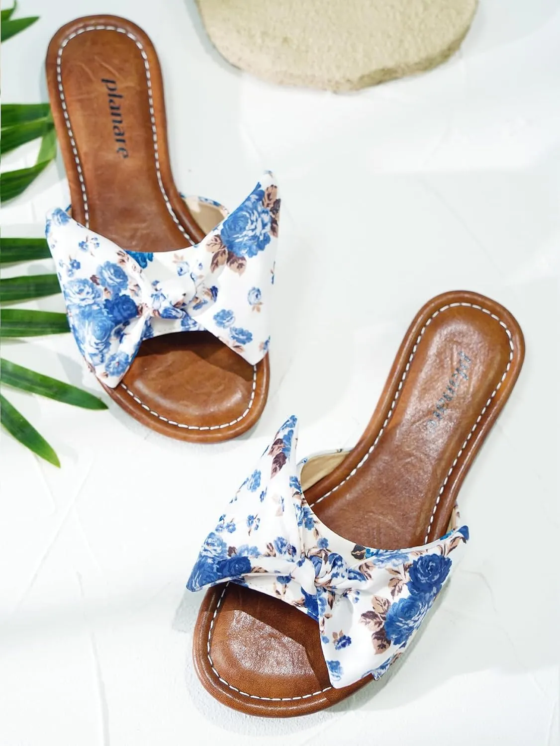 Women's Flat Slide Sandals with Floral Bow, Comfortable Casual Summer Flat Sandals, Open Toe Slide Slippers for Beach, Vacation & Everyday Wear