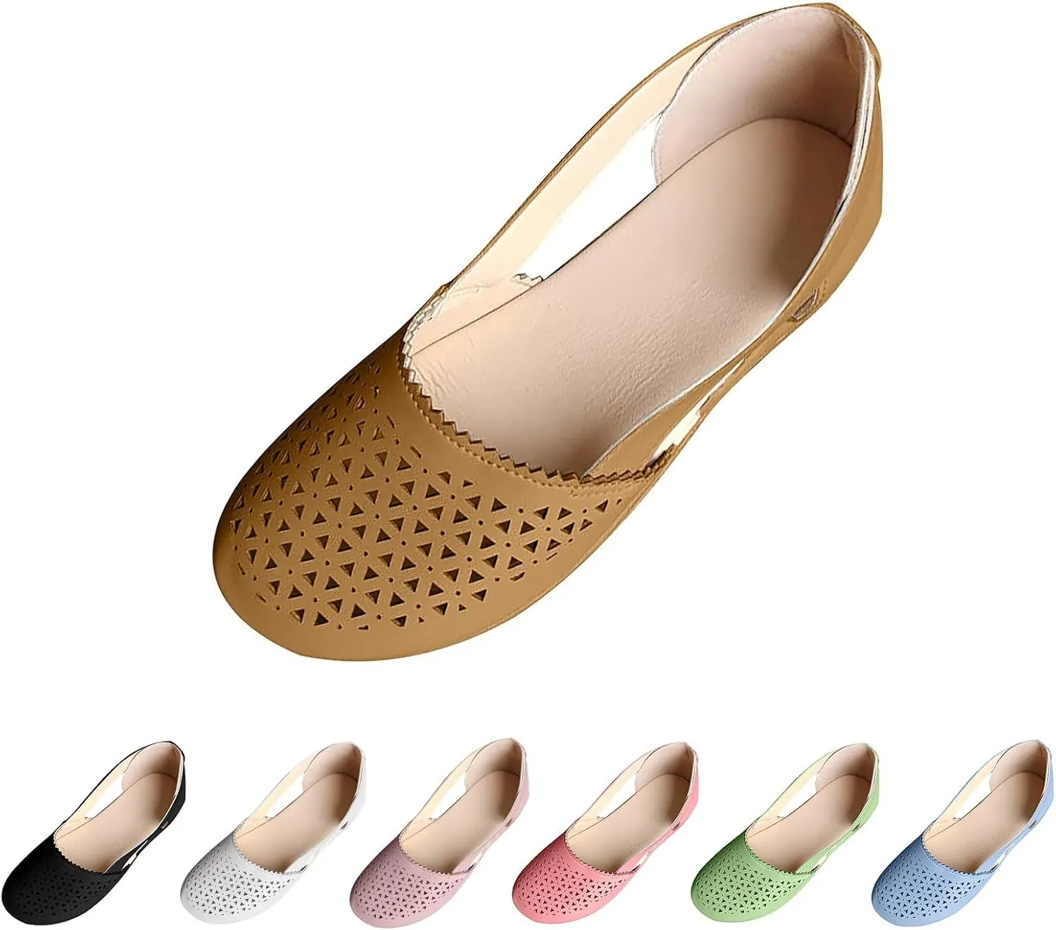 Women's Hollow Wedge Sandals Round Closed Toe Soft Loafers Outdoor Walking Shoes Comfortable Breathable Elastic Sandals Summer Lightweight Slip-on Beach Casual Sandal