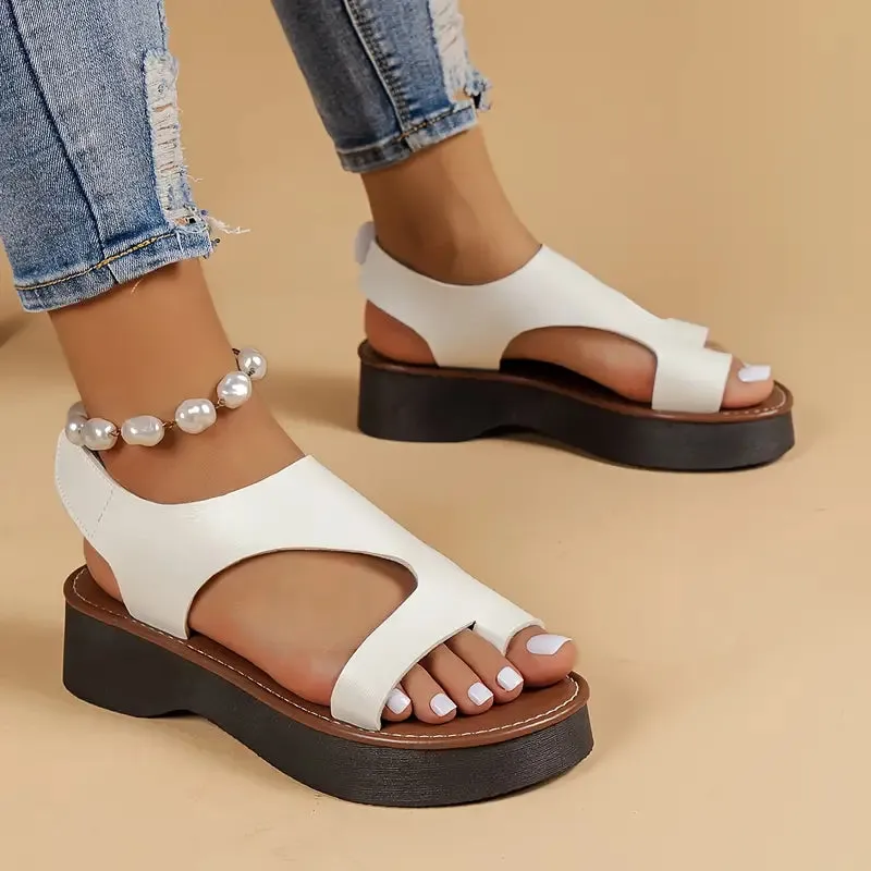 WOMEN'S LEATHER PLATFORM WEDGE ORTHOPEDIC SANDALS