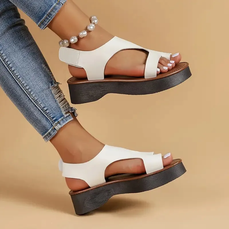 WOMEN'S LEATHER PLATFORM WEDGE ORTHOPEDIC SANDALS