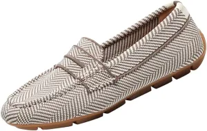 Women’s Lightweight Knit Loafers Driving Loafer, Slip On Flat Boat Shoes Flat Bottom Breathable Loafer Shoes